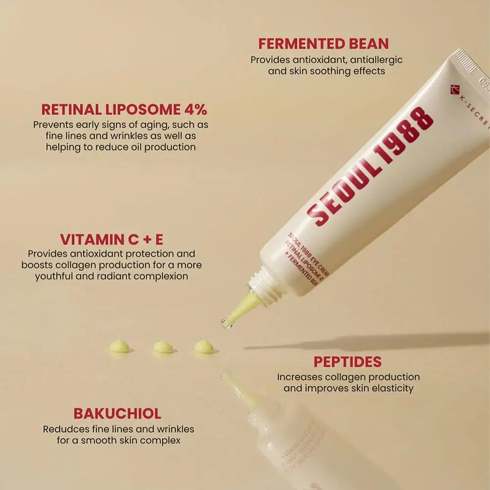 Korean Seoul 1988 Set Retinol Eye Cream Face Serum 2% Black Ginseng Niacinamide Rice VC Improve Closed Comedones Brighten Skin