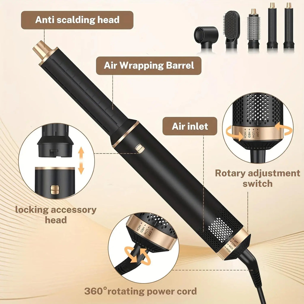 5 in 1 Hair Dryer Hot Comb Set Professional Curling Iron Hair Straightener Styling Tool For Professional Hair Dryer Household