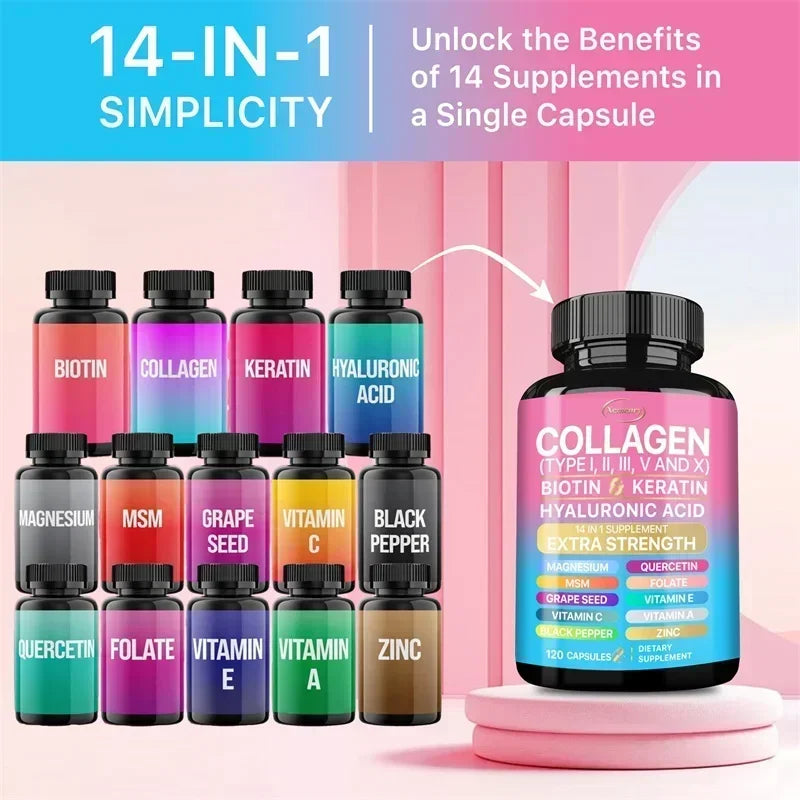 Collagen Supplement - Supports Skin Health, Boosts Immunity and Maintains Overall Well-being, Anti-aging